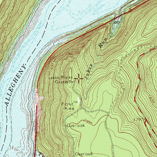 Topographic Map of Jakes Rocks Overlook, PA