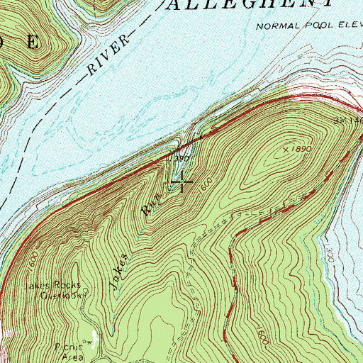Topographic Map of Jakes Run, PA