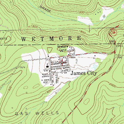 Topographic Map of James City, PA