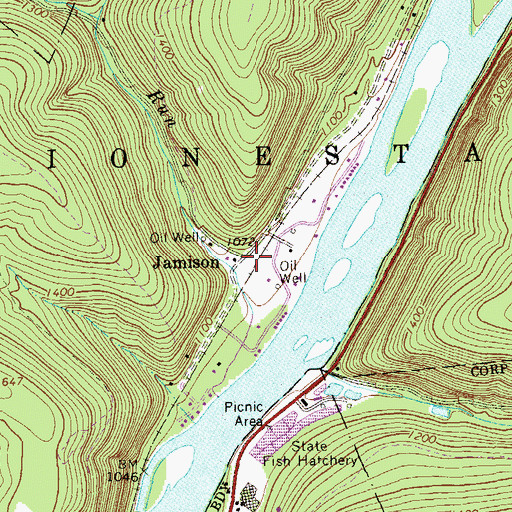 Topographic Map of Jamison, PA
