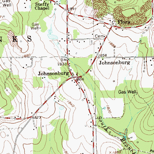 Topographic Map of Johnsonburg, PA