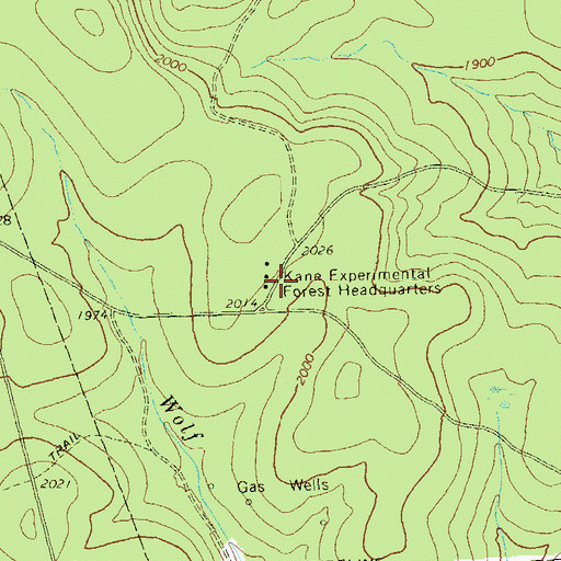 Topographic Map of Kane Experimental Forest Headquarters, PA