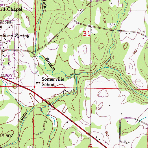 Topographic Map of Joiner Branch, AL