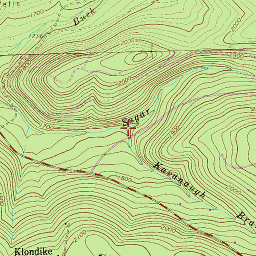 Topographic Map of Kavanaugh Branch, PA