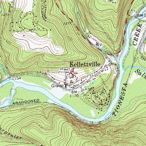 Topographic Map of Kellettville, PA