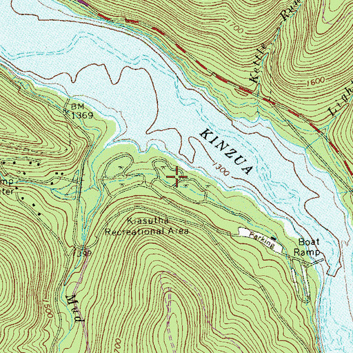 Topographic Map of Kiasutha Recreational Area, PA