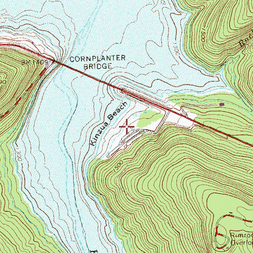 Topographic Map of Kinzua Beach, PA