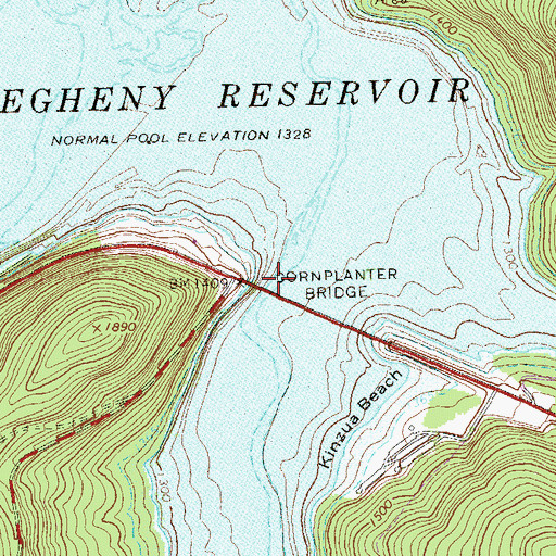 Topographic Map of Kinzua Creek, PA