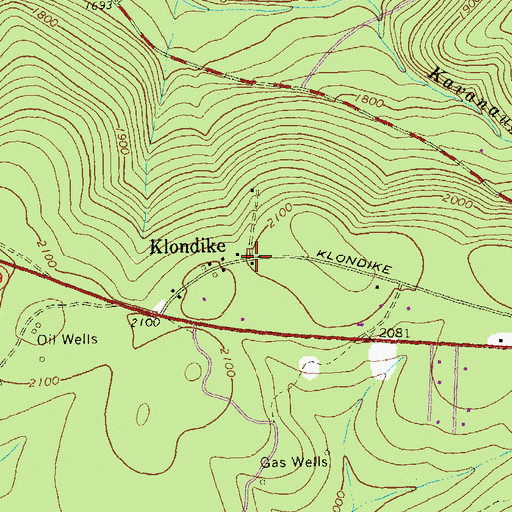 Topographic Map of Klondike, PA