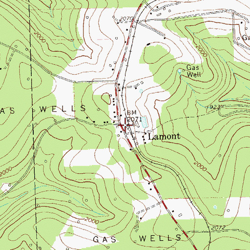 Topographic Map of Lamont, PA
