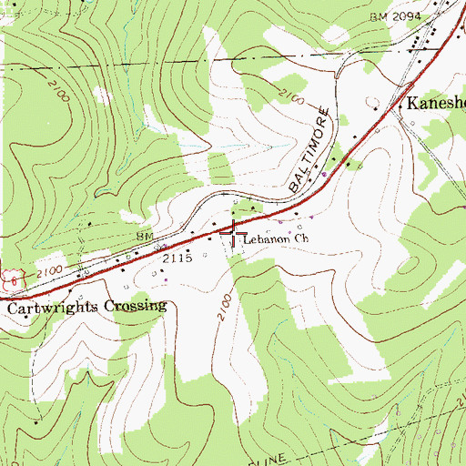 Topographic Map of Lebanon Church, PA