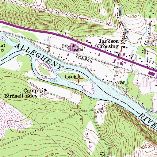 Topographic Map of Leek Island, PA
