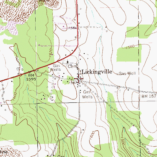 Topographic Map of Lickingville, PA