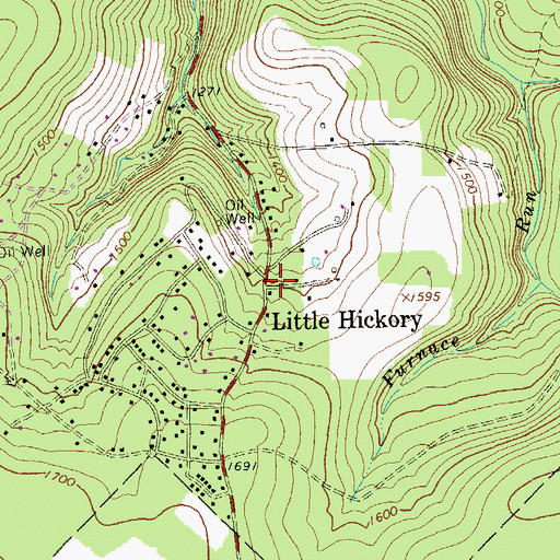 Topographic Map of Little Hickory, PA