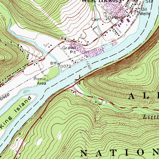 Topographic Map of Little Hickory Run, PA