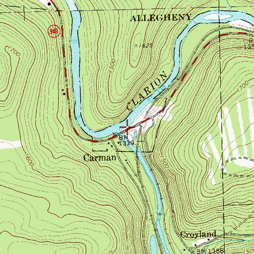 Topographic Map of Little Toby Creek, PA