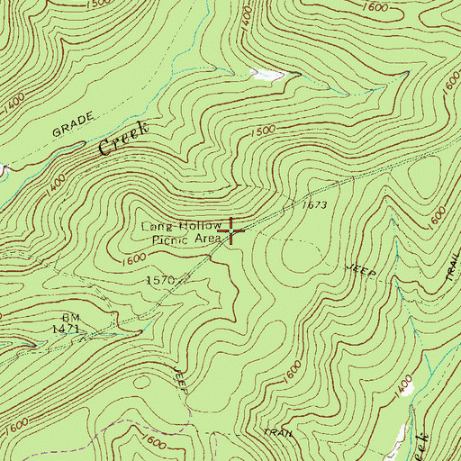 Topographic Map of Long Hollow Picnic Area, PA