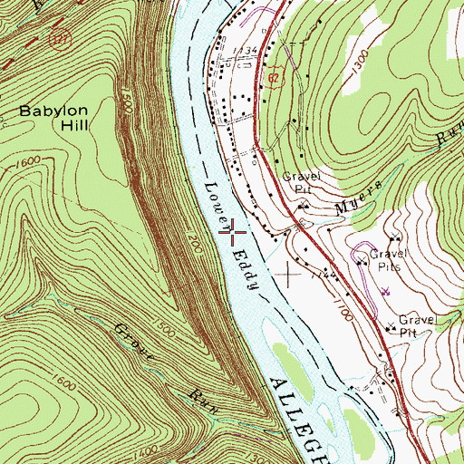 Topographic Map of Lower Eddy, PA