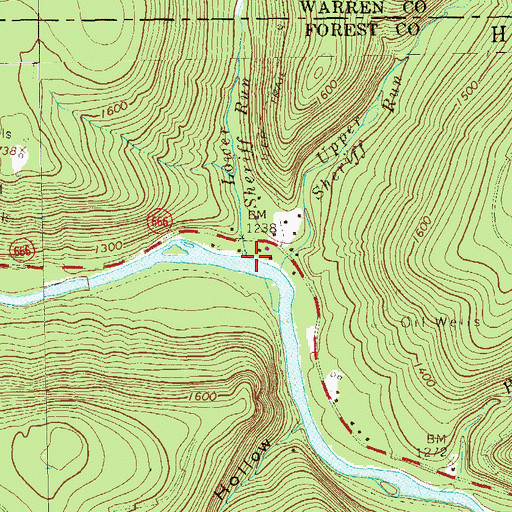 Topographic Map of Lower Sheriff Run, PA
