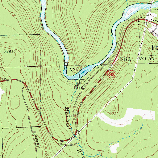 Topographic Map of Mahood Run, PA