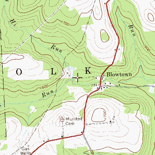 Topographic Map of Mammy Hi Run, PA