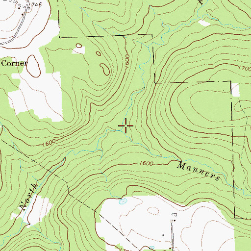 Topographic Map of Manners Dam Run, PA