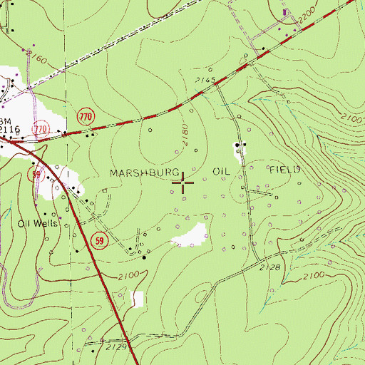 Topographic Map of Marshburg Oil Field, PA