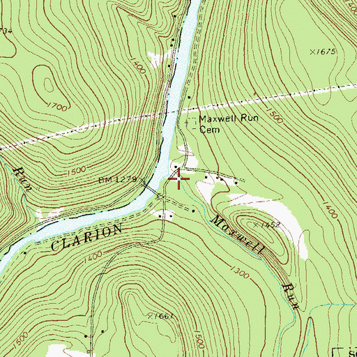 Topographic Map of Maxwell Run, PA