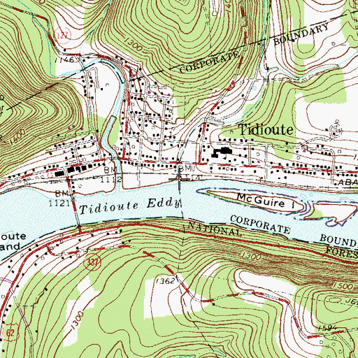 Topographic Map of McGuire Run, PA