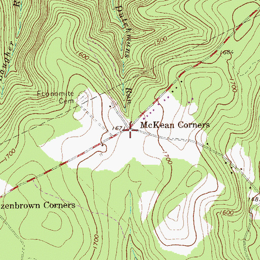 Topographic Map of McKean Corners, PA