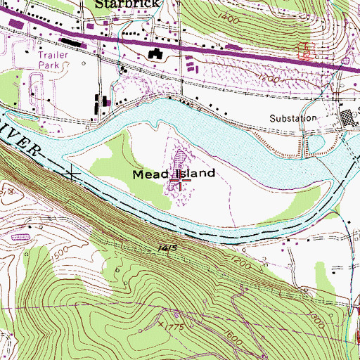 Topographic Map of Mead Island, PA