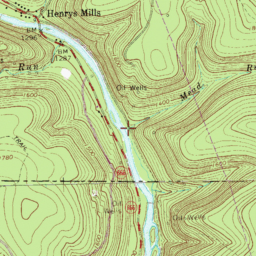 Topographic Map of Mead Run, PA