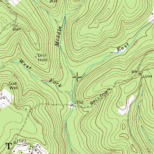 Topographic Map of Middle Fork Fork Run, PA