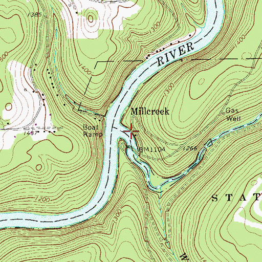 Topographic Map of Mill Creek, PA