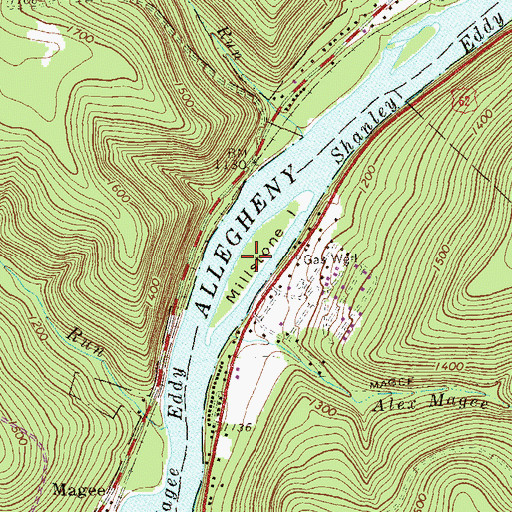 Topographic Map of Millstone Island, PA