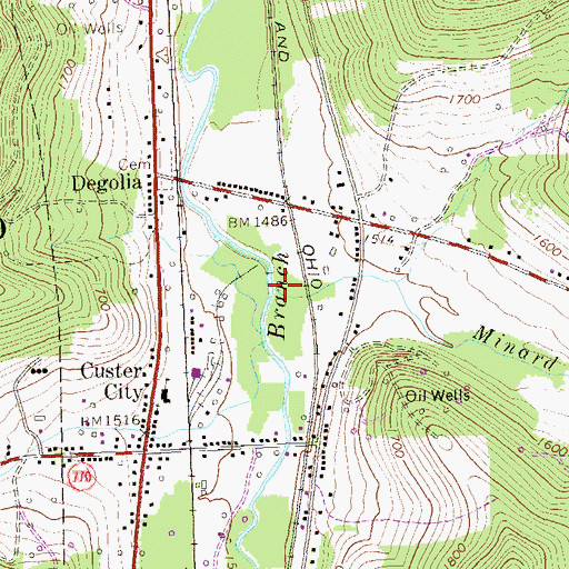 Topographic Map of Minard Run, PA