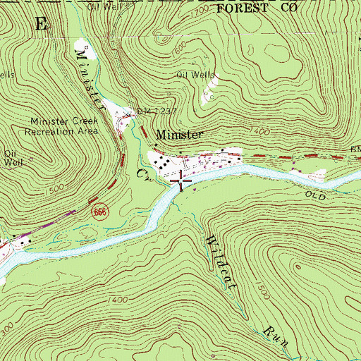 Topographic Map of Minister Creek, PA