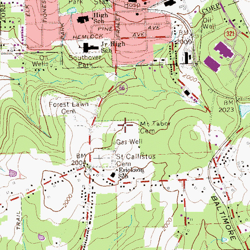 Topographic Map of Mount Tabor Cemetery, PA