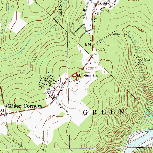 Topographic Map of Mount Zion Church, PA