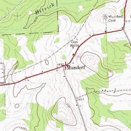 Topographic Map of Munderf, PA