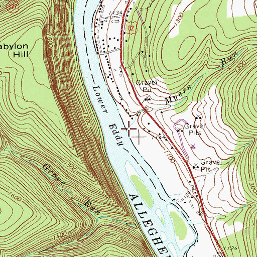 Topographic Map of Myers Run, PA