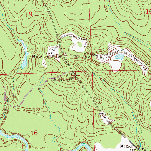 Topographic Map of Jones Cemetery, AL