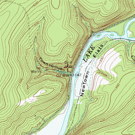 Topographic Map of Newtown Flats, PA