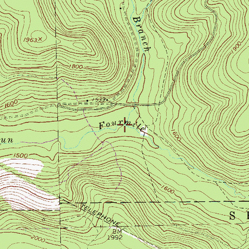 Topographic Map of North Branch Fourmile Run, PA