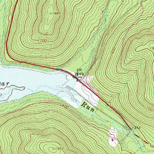 Topographic Map of North Branch Sugar Run, PA