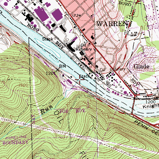 Topographic Map of Ott Run, PA