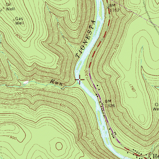 Topographic Map of Pell Run, PA