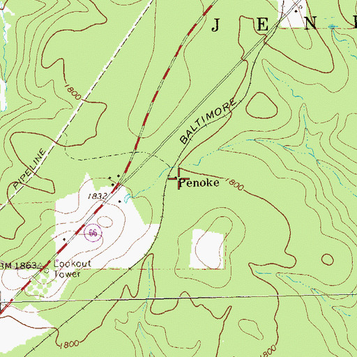 Topographic Map of Penoke, PA