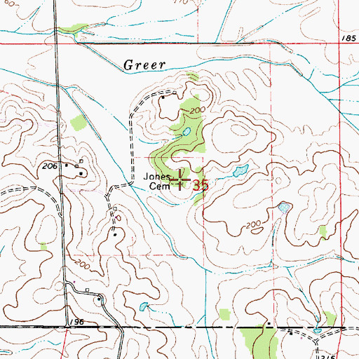 Topographic Map of Jones Cemetery, AL