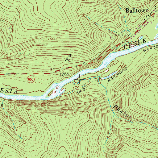 Topographic Map of Phelps Run, PA